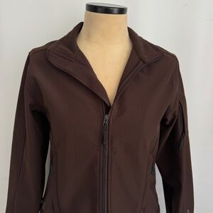Earth-Tec Women’s L Brown Fleece Lined Jacket Zip Eco Recycled Fabric Outdoor